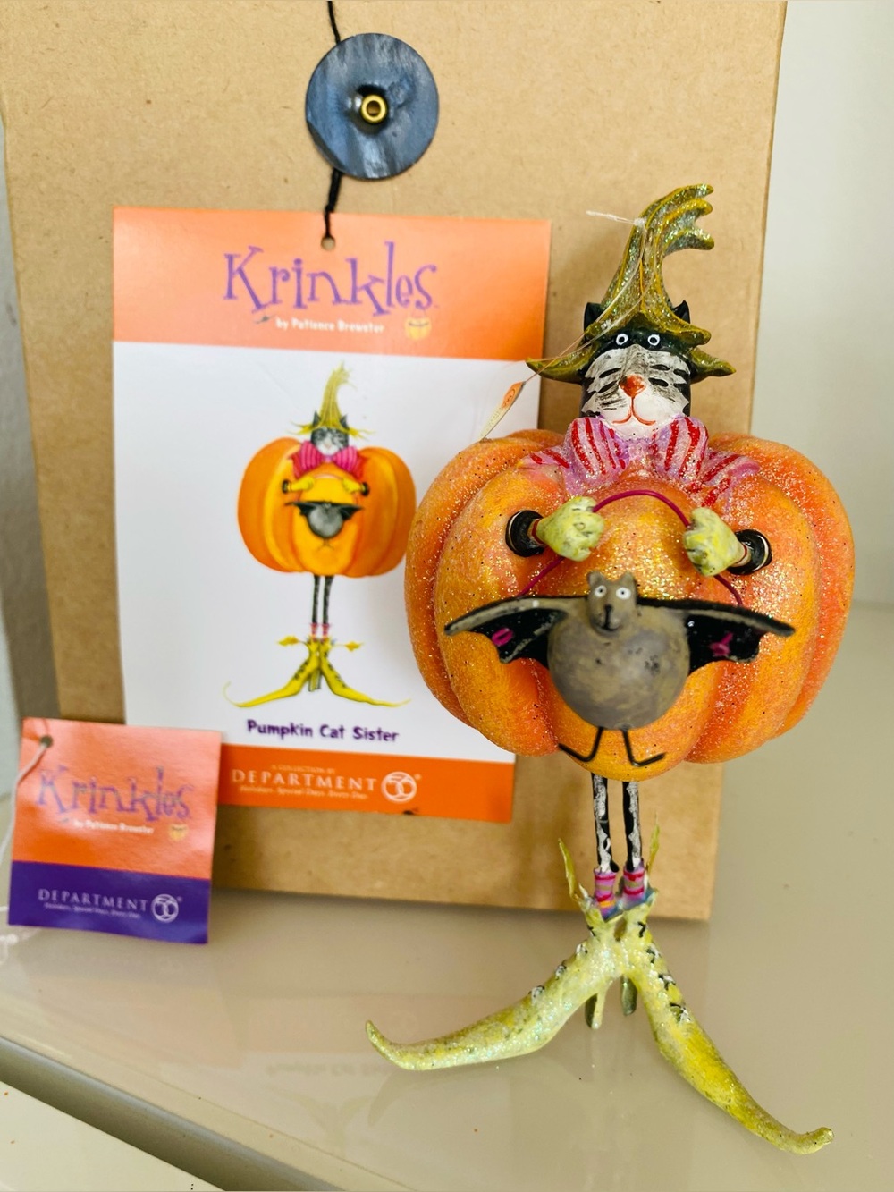 Krinkles “Pumpkin Cat Sister” Halloween Department 56 Patience Brewster Ornament